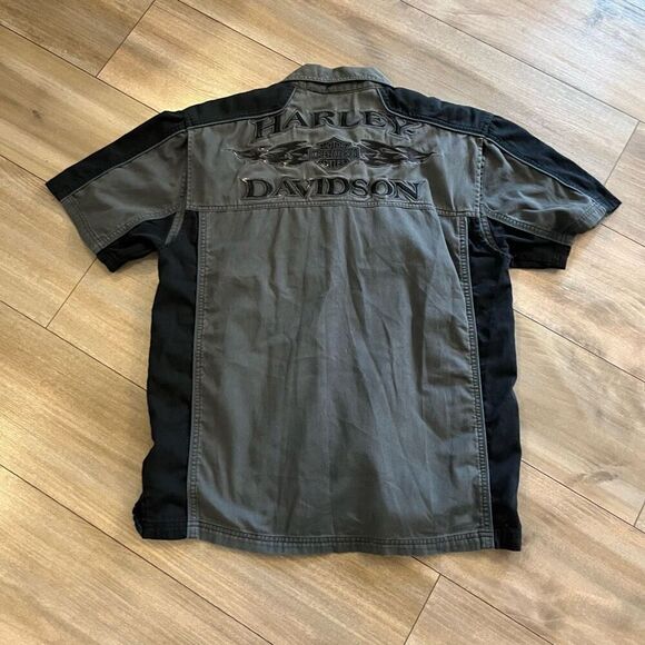 Harley Davidson Grey Buttonup Shirt Men Medium Bin G-42 - Picture 6 of 7